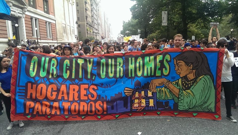 Demonstrators in Brooklyn, N.Y., protest proposed local and federal cuts in housing and urban development aid. (Right to the City Alliance)